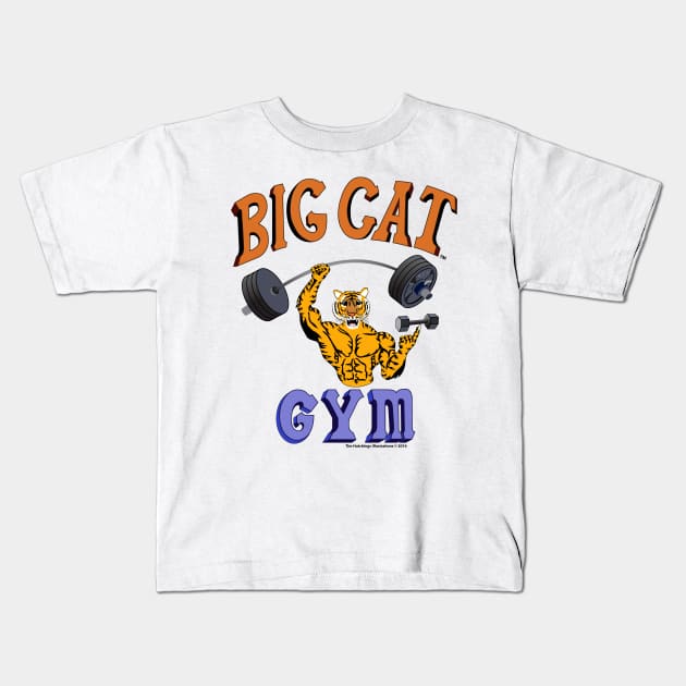 Big Cat Tiger cartoony Kids T-Shirt by BigCatGymSportswear